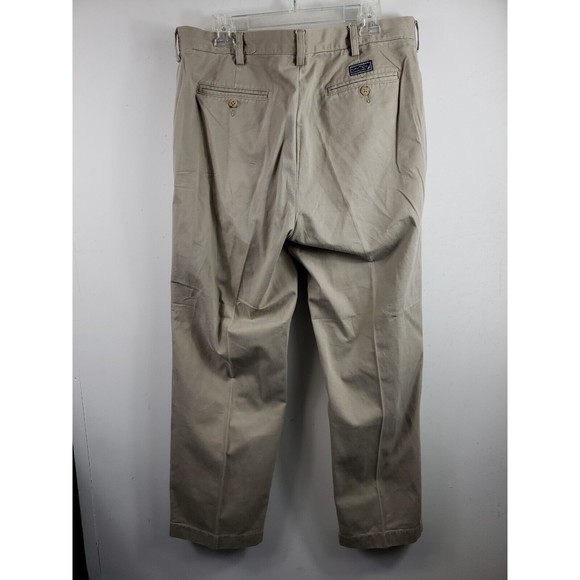 NAUTICA MEN'S PANTS KHAKI 36X30 FLAT FRONT 100% COTTON beige - Picture 5 of 8